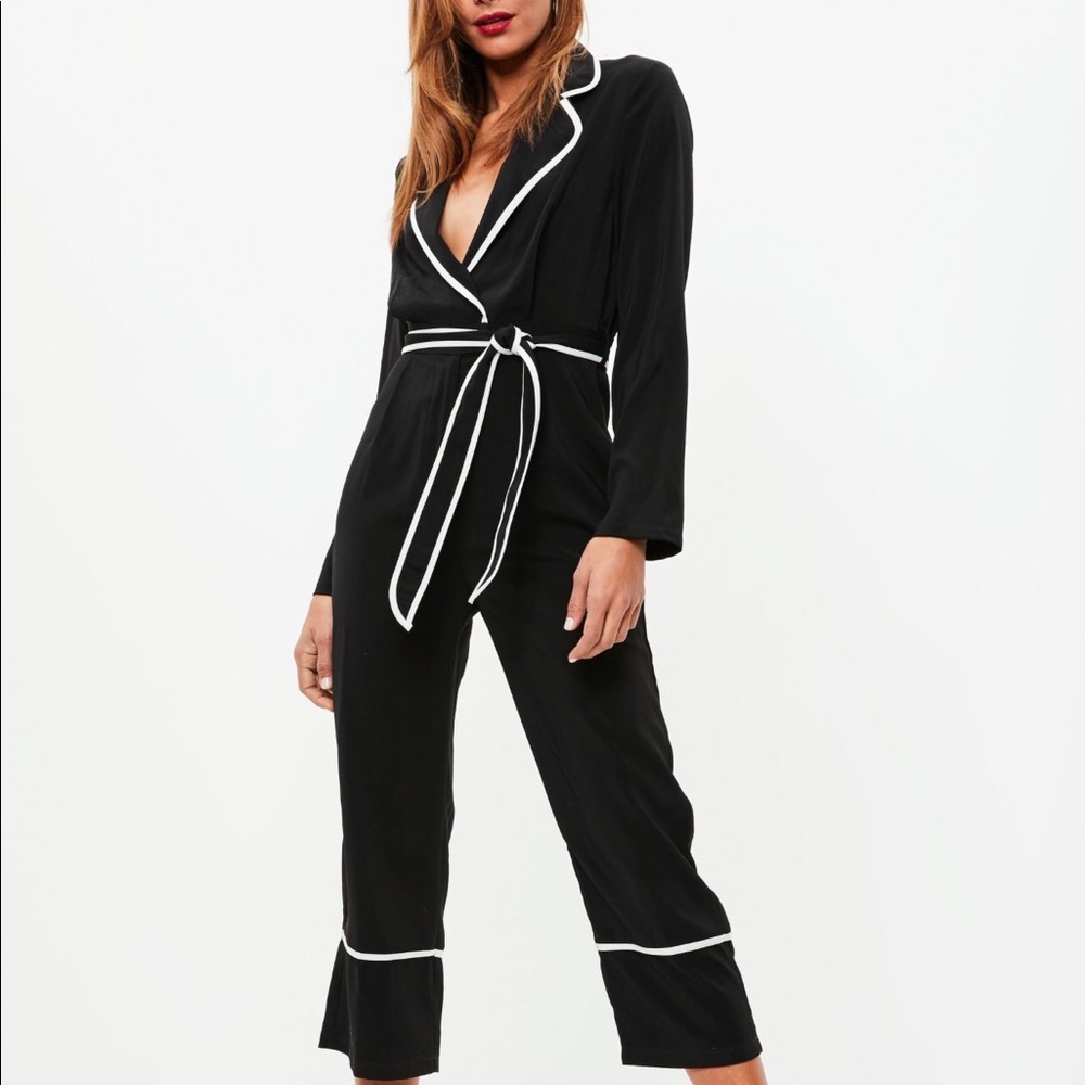 Black Jumpsuit with White Trim
